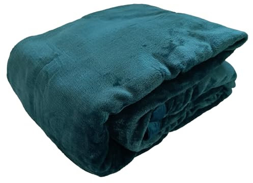TiborTex Kuscheldecke flauschig 150x200 cm Samt weich Uni Wohndecke Decke Sofa Überwurf (Petrol)
