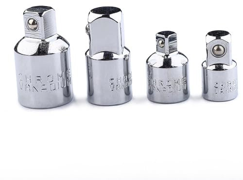 Fongmore Kit convertitore riduttore adattatore jack a cricchetto quadrato da 4 pezzi 1/2 a 3/8 adattatore per presa da 3/8 a 1/2 adattatore da 3/8 a 1/4 (colore argento)