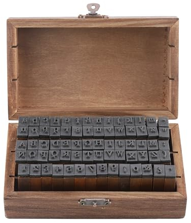 70 Stück Vintage-Holz-Alphabet-Buchstaben-Stempel, Kleine Holzbox