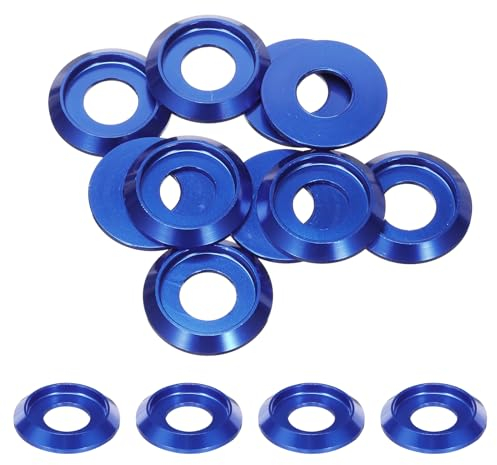 QUARKZMAN M8 Rondelle Coniche Svasate, Dia Foro 8mm/0,31 Guarnizioni Alluminio per Viti RC/FPV/PC/Drone/Accessori Modelli Meccanici, Confezione da 10 (Profondo Blu)