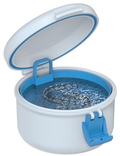 BVN zahnschutz reinigungsbox zahnspange zahnschutz boxen zahnersatz dose Prothesenreinigungsetui (Weiß + Blau)