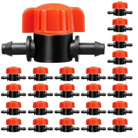 Tropfbewässerungs-Schalterventil, 25 Stück, Gartenschlauch-Absperrventil für 4/7 Zoll Tropfbewässerungsschläuche, für den Außenbereich, Garten, Aquarium