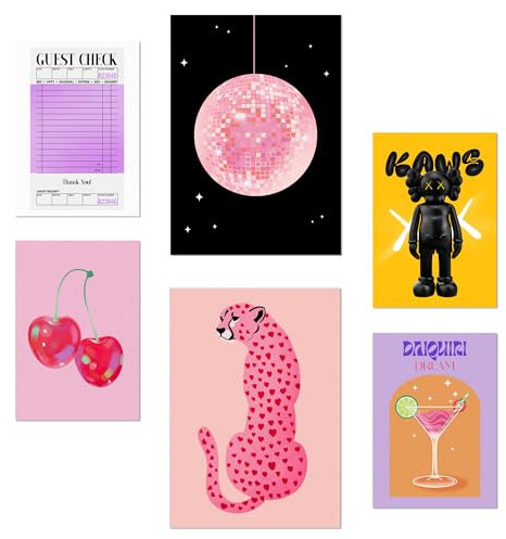 Nacnic-Set mit 6 Postern Kaws moderne Kunstillustrationen Designillustrationen zur Dekoration der Wände Ihres Zuhauses. Räume A3 & A4 Rahmenlos
