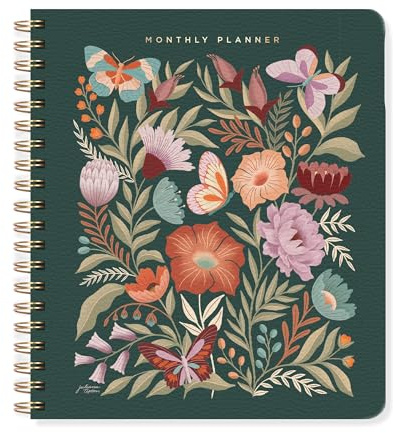 Fringe Studio 879PA001FSC Monatsplaner mit Einsteckfach und Registerkarten, Papiereinband, Blumen, 20,3 x 24,1 cm (B x H), 160 Seiten, Juliana Tipton Collection