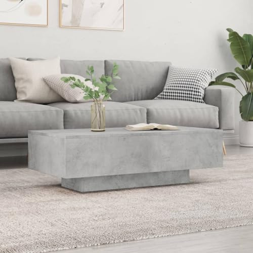 Homgoday Table Basse Gris béton 100x49,5x31 cm Bois d'ingénierie, Table d'appoint de Salon avec Dessus de Table Robuste, Table de Bout de Canapé, Table Centrale pour Café Bureau