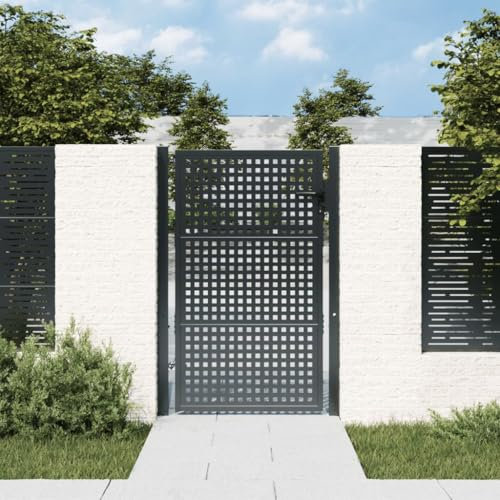 ZEYUAN Puerta de jardín Acero Gris Antracita 105x175 cm, Puertas para Jardin, Puertas De Exterior, Valla Jardín, Rejas para Puertas De Entrada - 154561