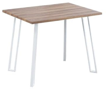 HOGAR24 ES Mesa de Cocina diseño Industrial, Estilo Nordico, Acabado Madera, Patas Metálicas de Diseño Moderno Color Blanco, Medidas: 100 cm (Ancho) x 76 cm (Alto) x 70 cm (Fondo).