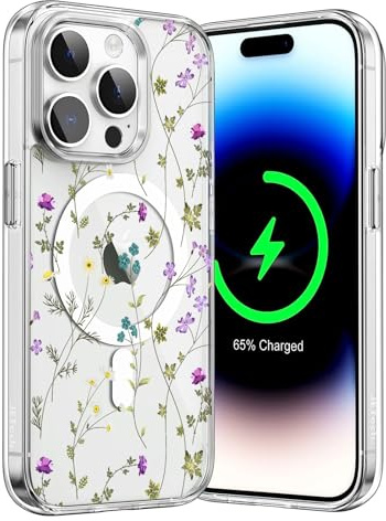 Bakicey Kompatibel mit iPhone 12 Mini Hülle,Durchsichtig Gebrochene Blumen mit Mag-Safe Schutzhülle TPU Mädchen Kratzfest Case Cover für iPhone 12 Mini,Colorful Flowers