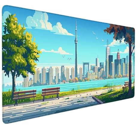 Gaming Mauspad XXL Schwarz - Mousepad Groß 60x30cm - rutschfeste Schreibtischunterlage für Gaming und Büro - Fransenfreie Ränder - Präzises und Langlebiges Maxlvl Mouse Pad (GrüN Architektur) X-P9