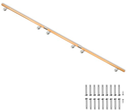 Buche Holz Handlauf Treppengeländer Geländer für Treppe Wandhandlauf V2Aox | 450 cm, Wand, seitliche Montage, mit Halterungen und Montagematerial