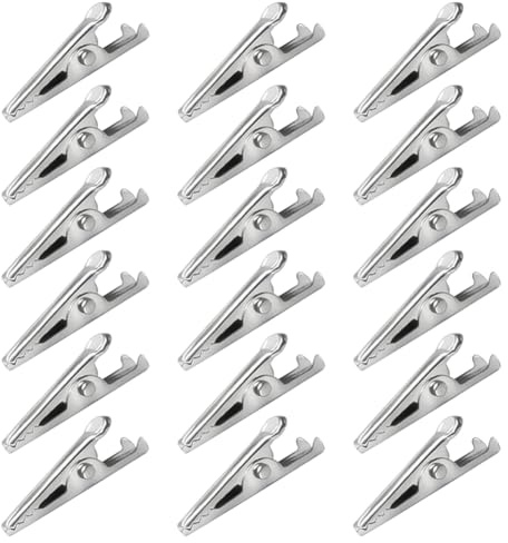 FSSTUD Lot de 100 petites pinces crocodiles en métal de 3,5 cm - Mini pinces à ressort unies - Pinces de test électrique avec trous pour soudure