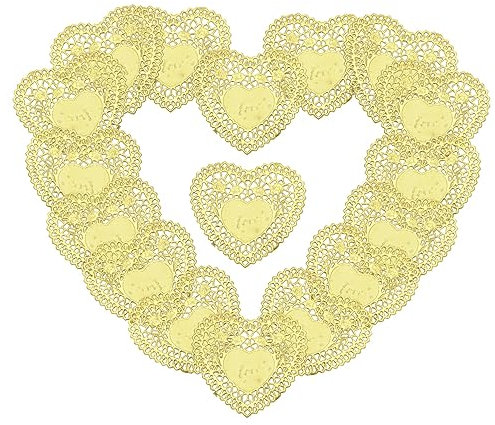 SOESFOUFU 100 Blatt Mini-deckchen in Herzform Deckchenblock Aus Papier in Liebesform für Hochzeitsdeko Zum Valentinstag und Geburtstag