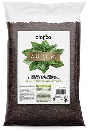 BIOTICA Aurum Terriccio Fertilizzato con Humus di Lombrico - Naturale Universale di Alta qualità (5 Litri)