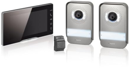 LEGRAND, EASYKIT Plus Video-Türsprechanlagen-Set mit 2-Draht-Anschluss, 2x Außenstellen & eine Innenstelle, Reiheneinbaunetzgerät, IP54-IK07, Farbe: schwarz, 368915 + 369339