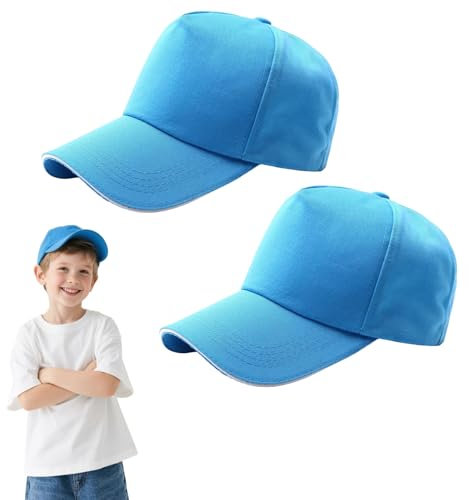 TUONYIS 2 Pièces Casquette de Baseball Coton Casquette pour Enfant Adultes de Anti-Soleil Sunhat Réglable Chapeaus de Baseball Été Chapeux Homme et Femme (FR/ES, Numérique, 55, 60, Bleu Clair)