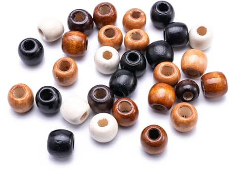 200 Stück Haarperlen, natürliche Holzperlen für Makramee-Rosenkranz, Schmuckherstellung, Holz-Haarperlen-Set für DIY-Schmuckherstellung, Haar-Accessoires