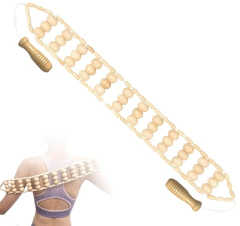 Massageroller Rücken, Rückenmassage mit Griff Massageroller Faszienrolle Holz Rücken Massage für Muskelentspannung Lindert Müdigkeit (120 X 7,5 cm)
