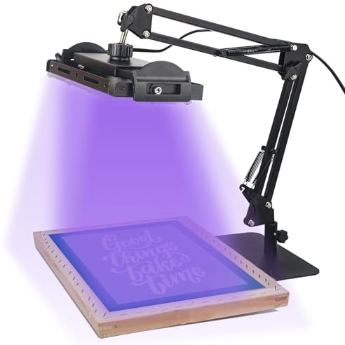 Ecoofor Unità di esposizione UV da 50 W per serigrafia con supporto regolabile e ampio ripiano superiore, lampada UV per kit serigrafia, kit emulsione fotografica e cianotipi