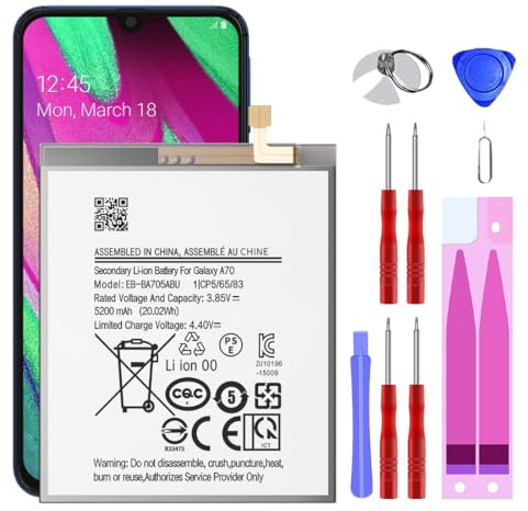 Ersatzakku für Galaxy A70 / A70S (2019) – 4500 mAh Li-Polymer Akku (Typ EB-BA705ABU) kompatibel mit SM-A705, SM-A705F, SM-A707F – inkl. Werkzeugset
