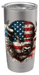 Bufalo americano Bisonte americano Bandiera americana Bicchiere termico in acciaio inox doppia parete