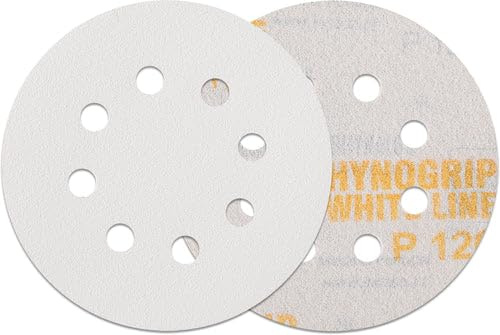 INDASA RHYNOGRIP White LINE - 50 Stück Exzenter Schleifscheiben 8-Loch Ø 125 mm - Schleifscheiben Klettscheiben Exzenter - Korn 150
