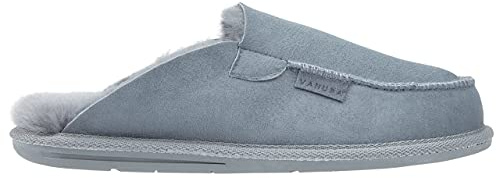 Vanuba Awassi Handmade Herrenhausschuhe, Naturleder, 100% Schafwolle, Warme und Bequeme Hausschuhe, Leder Grau/Grau, 42 EU