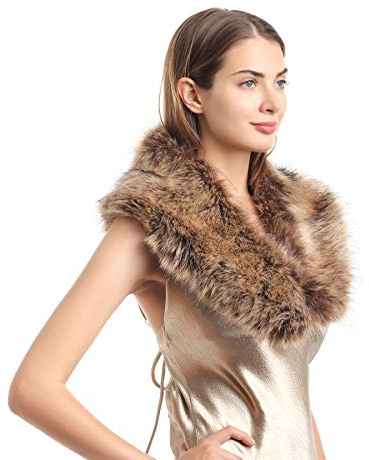 soul young Col Fausse Fourrure Femmes Hiver Dames Echarpe Etoles Châle(80CM,Raton Laveur)