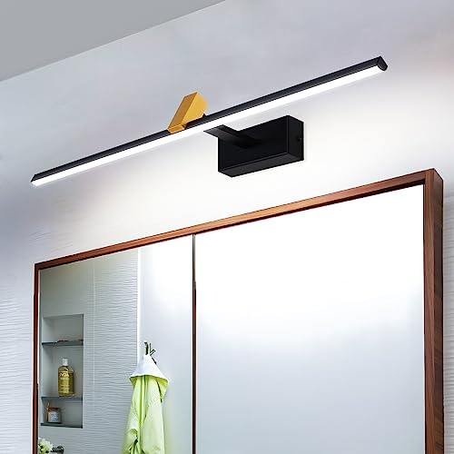 MantoLite Bilderleuchte LED Spiegelleuchte 60cm 12w Bilderleuchten 4000K Verstellbare Wandleuchten Badezimmer Badleuchte Kosmetikspiegel Leuchten Schwarz Gold Bilder Beleuchtung