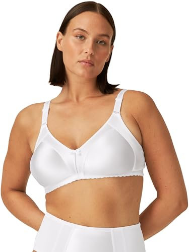 Naturana® Minimizer Bra - Wireless [Cup B-G] | Maximum Support with Cut Design & Wide Straps | Elegant Minimizer Bra for a Visually Smaller Cup Size 34 White E