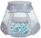 Selonis Baby Spielzelt Mit Plastikbällen Zelt 105X90cm/100 Bälle Plastikkugel Kinder, Grau:Perle-Grau-Transparent-Babyblau-Mint
