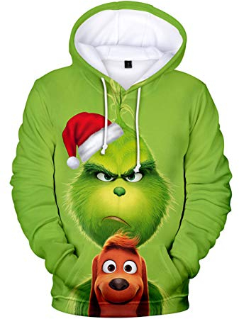 YIMIAO Herren und Damen Weihnachten Christmas Hoodies Lustige kreative 3D Pullover Sweatshirt für Jungen Mädchen(XS)