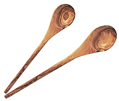 NATUREHOME Set di 2 cucchiai da cucina in legno d'ulivo, 25 cm e 35 cm, accessori da cucina antisettici