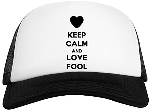 Keep Calm and Love Fool Weiß Schwarz Unisex Baseball Cap White Black
