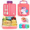 Lehoo Castle Lunch Box for Kids, 1300ml Toddler Bento Box Lunch Containers with 4 compartments, Kids Bento Lunch Box with Sauce Jar/Spoon & Fork