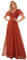 Ever-Pretty Robe de Demoiselle d'honneur Soirée Bal Col en V Manches Courtes A-Line Taille Empire Longue Tulle Femme Orange Brûlée 44