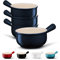 KooK Französische Zwiebel-Suppenschüsseln, Suppentöpfe mit Griffen, 425 ml, Keramikschalen, mikrowellen-, spülmaschinen- und ofenfest, Steingut, Marineblau, 4 Stück
