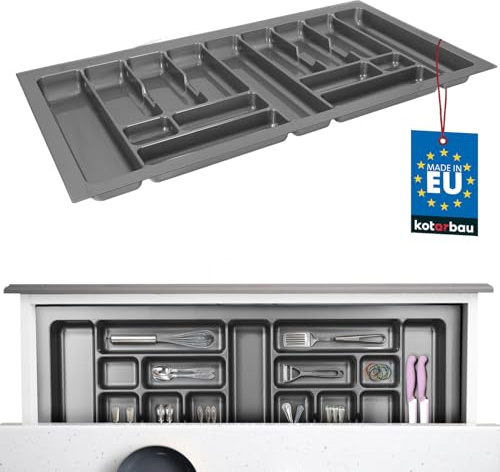 KOTARBAU® Besteckkasten für Schublade Grau Schubladenorganizer für Küchenbesteck 935x490 mm