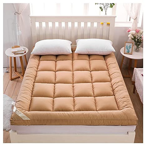 GXFWJD Faltbare Futon-Matratze Roll-Up-Bodenmatratze Mikrofaser Mattress Topper Dicke Warme Bettpolster Doppelschlafmatte Tragbare Gästematratze (Color : Camel, Size : 180x200cm)