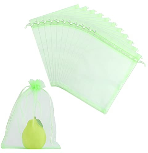 TOYMIS 50 Piezas Bolsas de Protección para Frutas, 15x20cm Bolsas Fruta Arbol con Cordón Transpirables Bolsas Fruta Jardin para Proteger Frutas de Pájaros e Insectos (Verde)