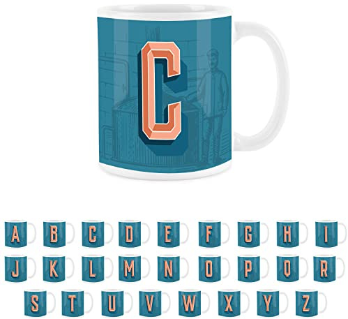 Purely Home Brewery Alphabet Letter C Mug - White Coffee Tea Present Personalised Initial Gift
