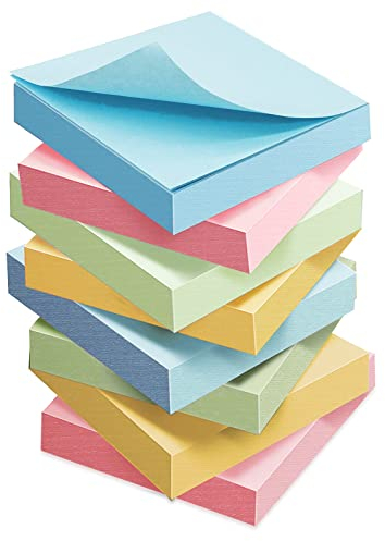 8 Stück Haftnotizen 76x76mm Super Sticky Notes selbstklebende Haftnotizzettel Bunte Quadratische Sticky Notes für Büro Zuhause Schule Sitzung, 800 Blatt insgesamt, 4 Farben