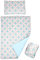 3-teiliges Set mit Bettbezug, Kissenbezug und Spannbetttuch für 140 x 70 cm Babybett (blaue Herzen)