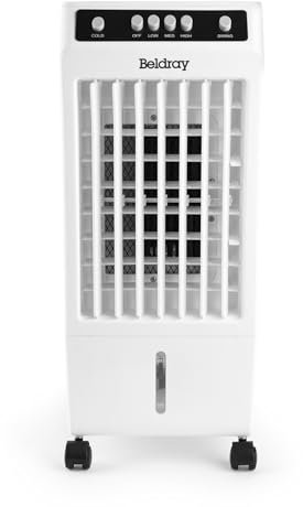 Beldray COMBO-8721 6L Air Cooler – Set of 2 Mobile Air Conditioners, 3 Speed Settings, Dual Fill Water Tank Fans, Water Level Indicator, Carry Handles, Includes Ice Packs, Swing Function, 360° Wheels