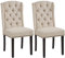 Yaheetech Upholstered Button Tufted Dining Room Chairs Set of 2 Kitchen Chairs with Nailhead Trims and Solid Legs for Home, Restaurant, Beige