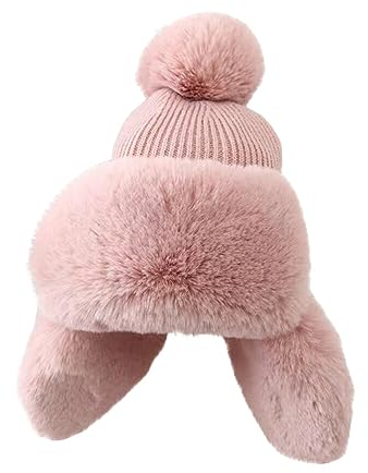 ISAKEN Fellmütze Damen Russische Pelzmütze Warm Pelzmütze Cossack Wintermütze Faux Fuchs Warme Strickmütze Frauen Beanie Mütze Klassische Russische Kosakenmütze für Homeskiing Wandern Wandern