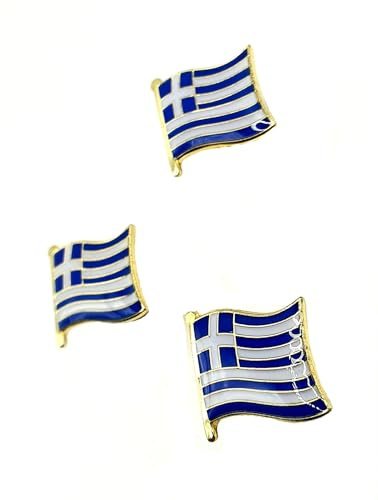 Griechenland Griechisch Europa EU Ägäis Metall Emaille Länderflagge Pin Anstecker 3 Stück, Metall