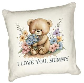 Anonymous Gifting Mother's Day adorable teddy bear printed Mummy cushion with a simple I love you sentiment. Matching mugs available