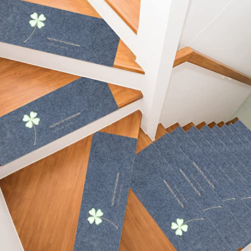 15 Piezas Alfombras De Escalera 22 * 55cm, Escalera Alfombra Luminosa Antideslizantes para escalones de Madera Alfombra Interior alfombras de Escalera Alfombrillas con Respaldo de Goma