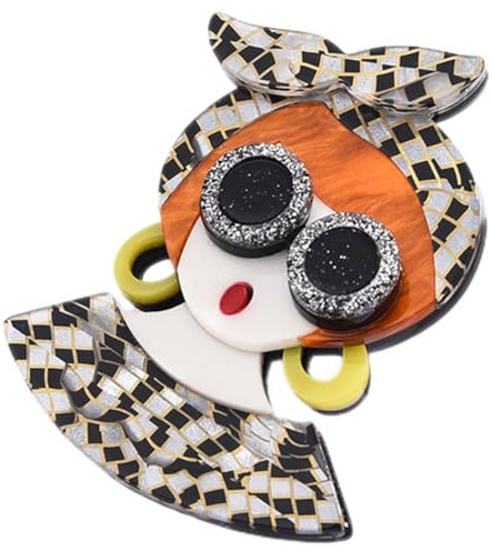 CALLARON Broche En Acrylique En Forme De Fille Épingles À Revers À La Mode Pour Femmes Épingle À Poitrine Cardigan Chapeau Écharpe Vêtements Épingle À Revers Bijoux Pour Maman Cadeau De
