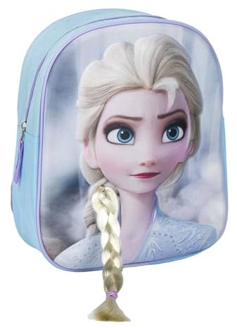 Mochila Infantil 3D Aplicaciones Frozen, Unisex niños, Azul Claro, Pequeña